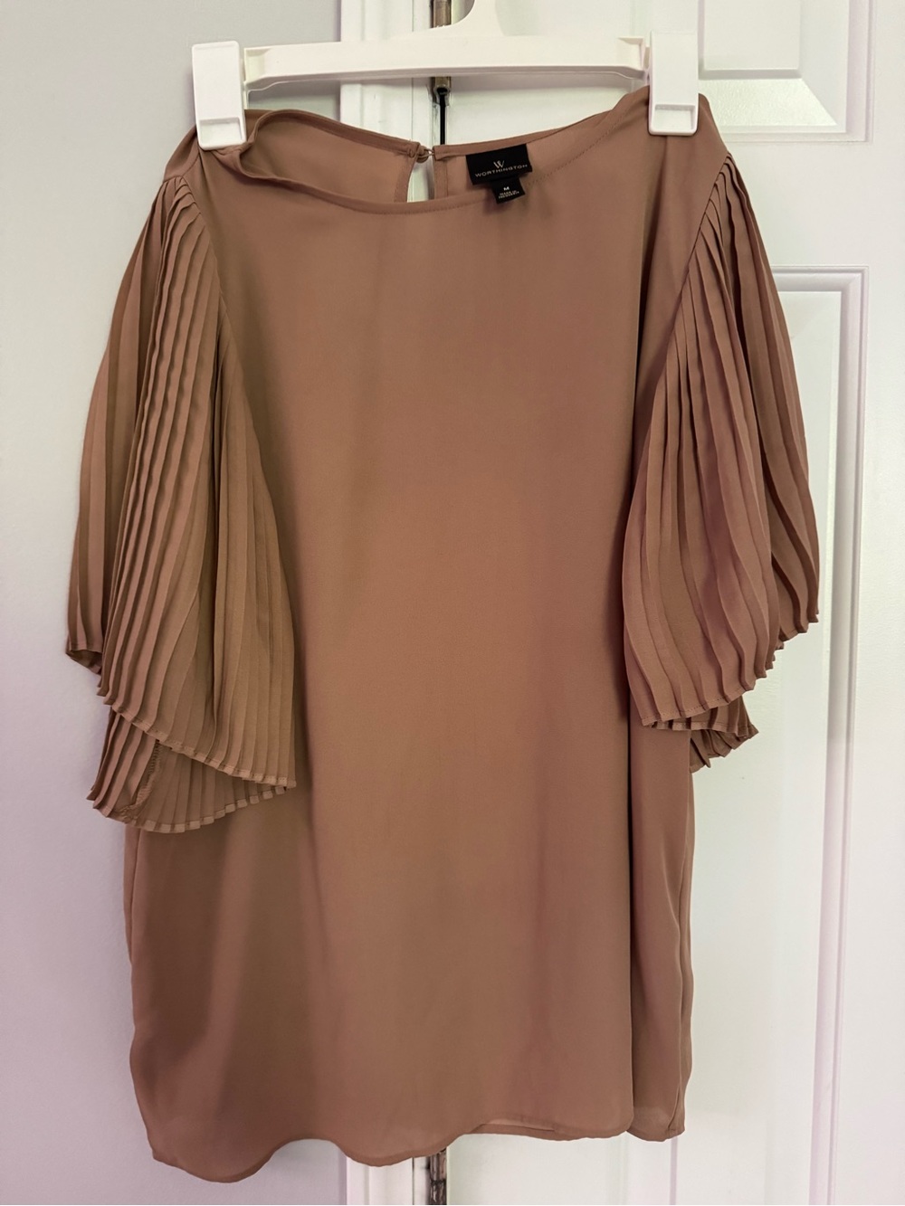 2 shirt bundle. Worthington Mocha Pleated Sleeve Top,SHEIN Psychadelic Print Top
